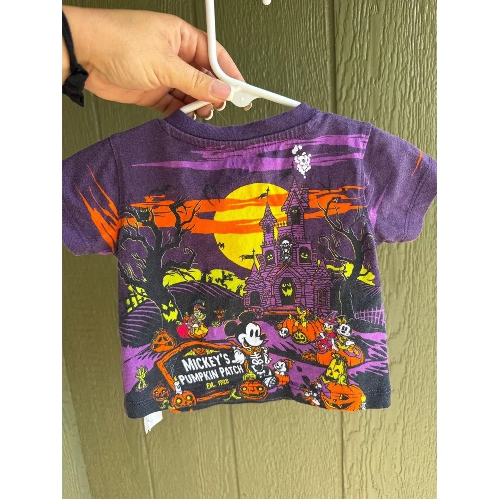 Disney Baby 9-12M Mickey's Pumpkin Patch Halloween T-Shirt‎ Purple